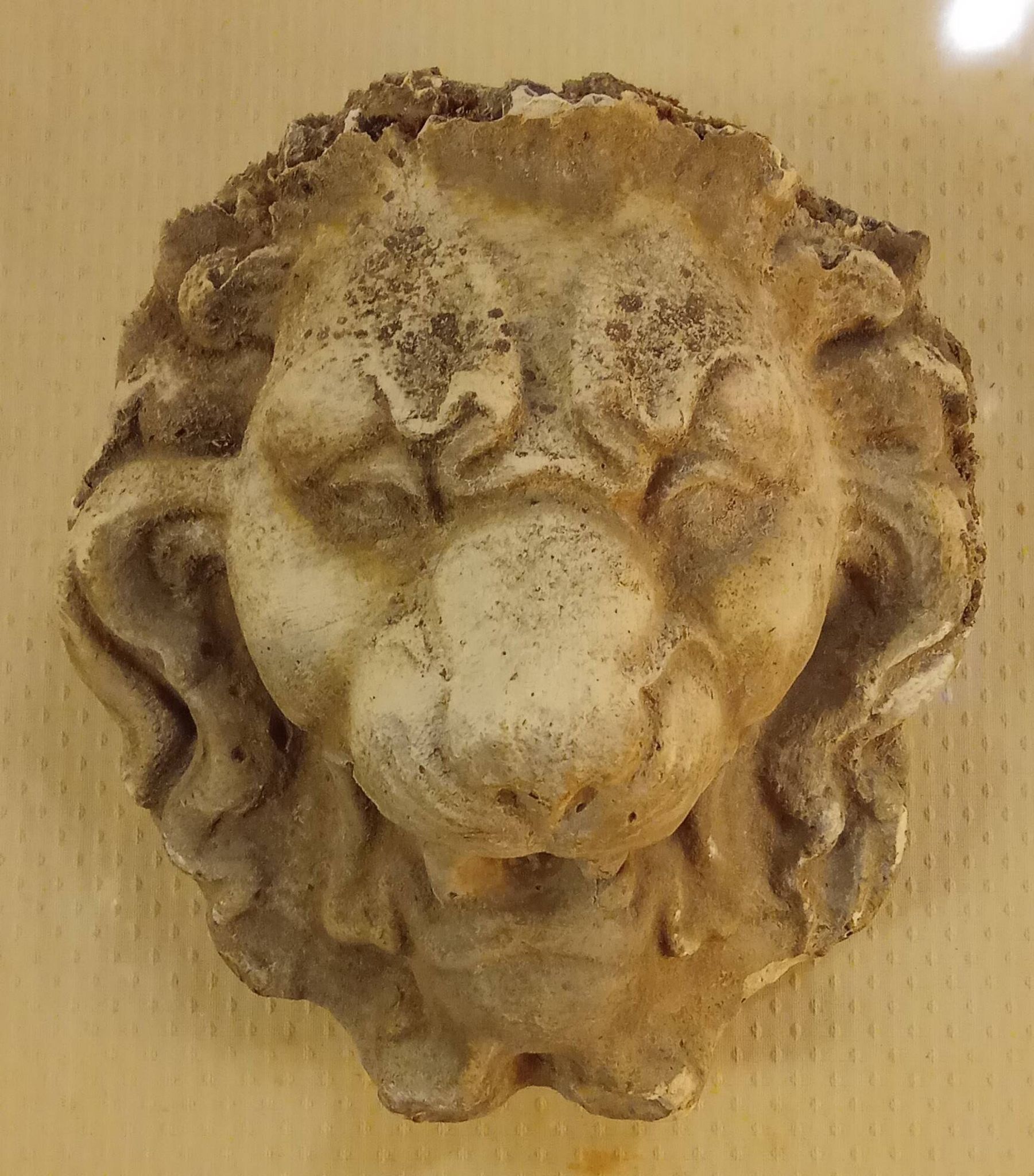 Ancien cadre doré ornement tête de lion sur plexiglas