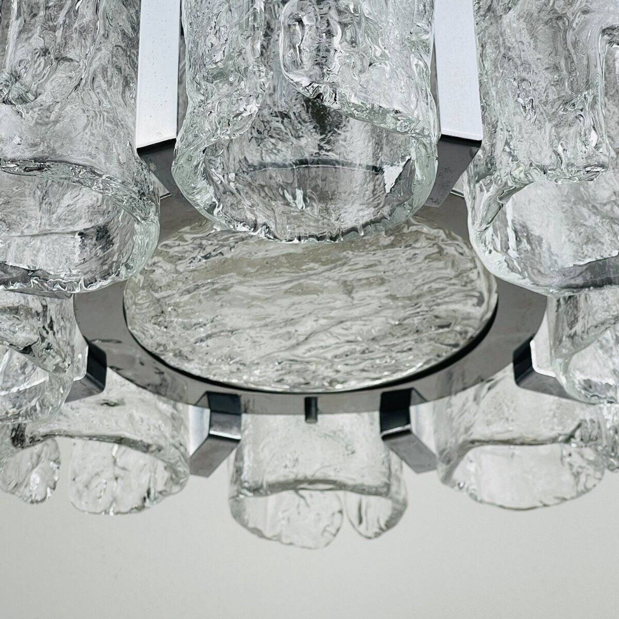 Vintage Ice Murano Chandelier by AV Mazzega, Italy, 1970s