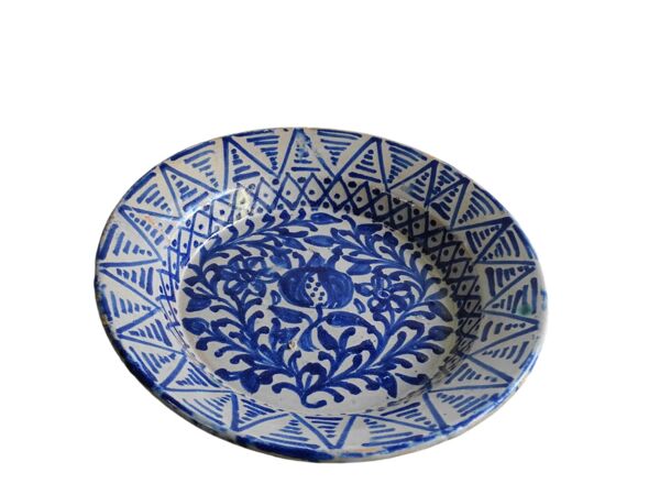 Bol Fajalauza espagnol bleu antique à grenade