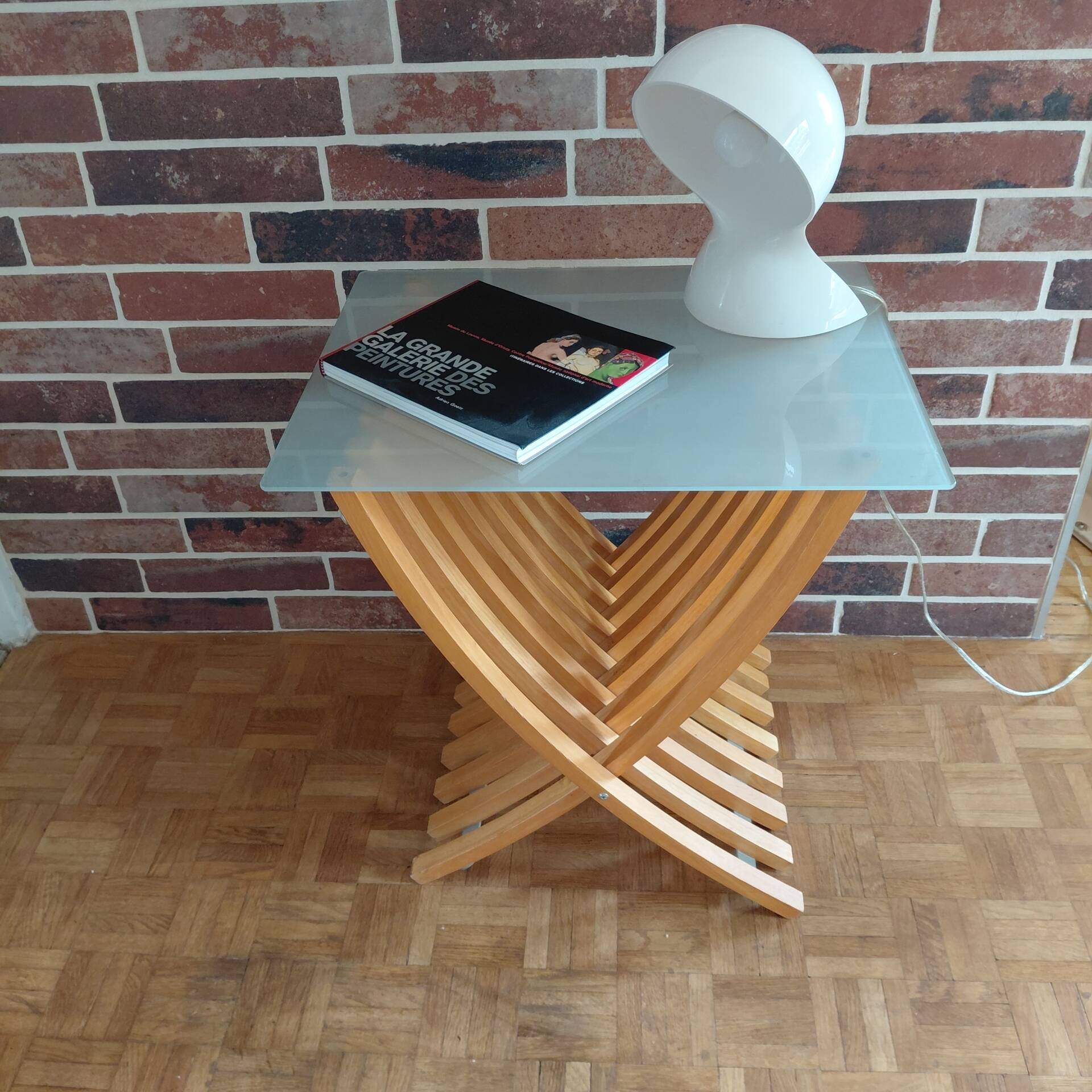IKEA EKEBERG vintage side table – 1999 – wood and glass