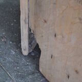 Large whitewashed wooden trench, solid driftwood, 1940s farmhouse style.