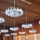 Large chromed spider Sputnik lamp with 24 hand-blown ice glass balls from Ott International, Germany, 1960s.