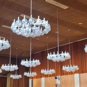 Large chromed spider Sputnik lamp with 24 hand-blown ice glass balls from Ott International, Germany, 1960s.