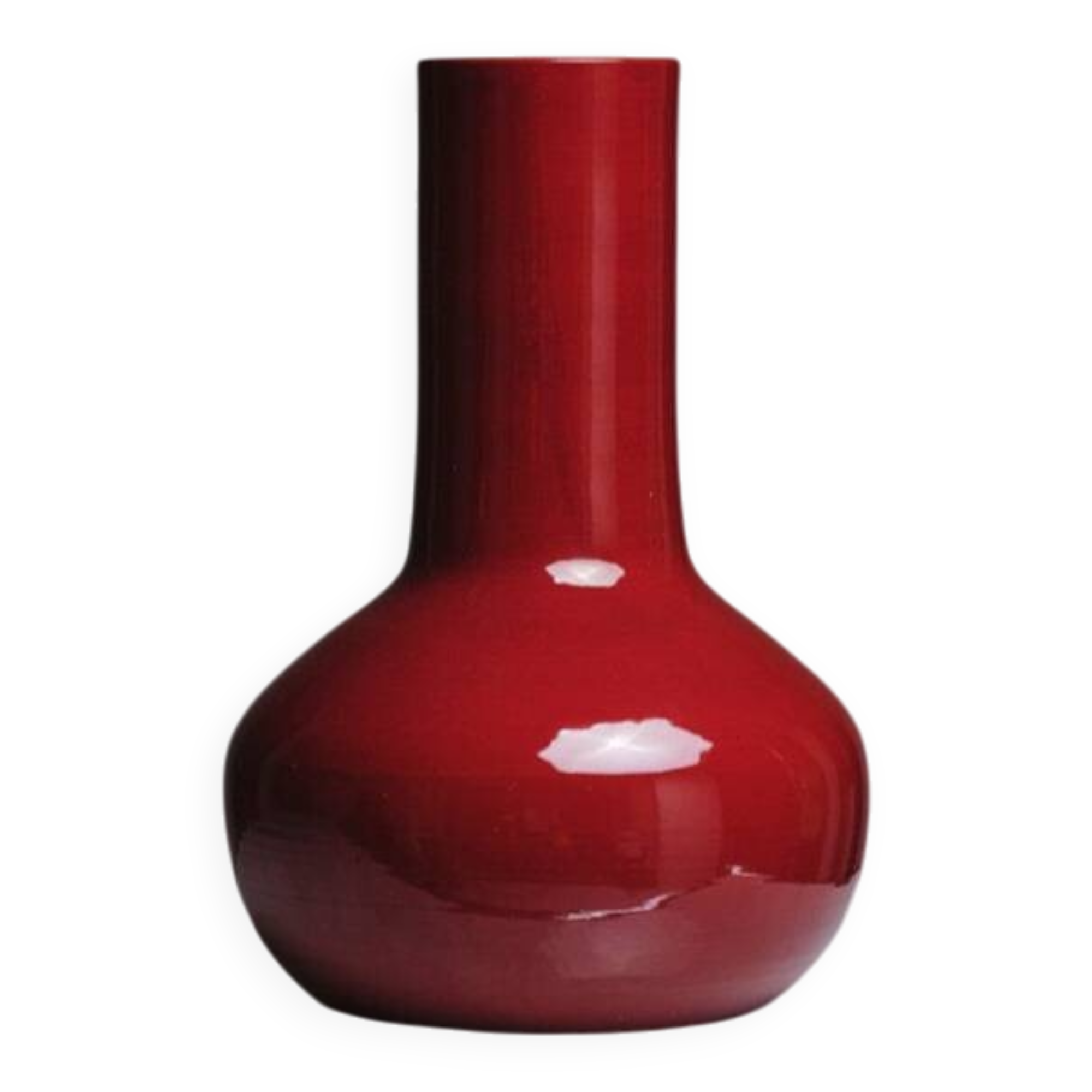 Large red ceramic vase, robert picault, 1960s