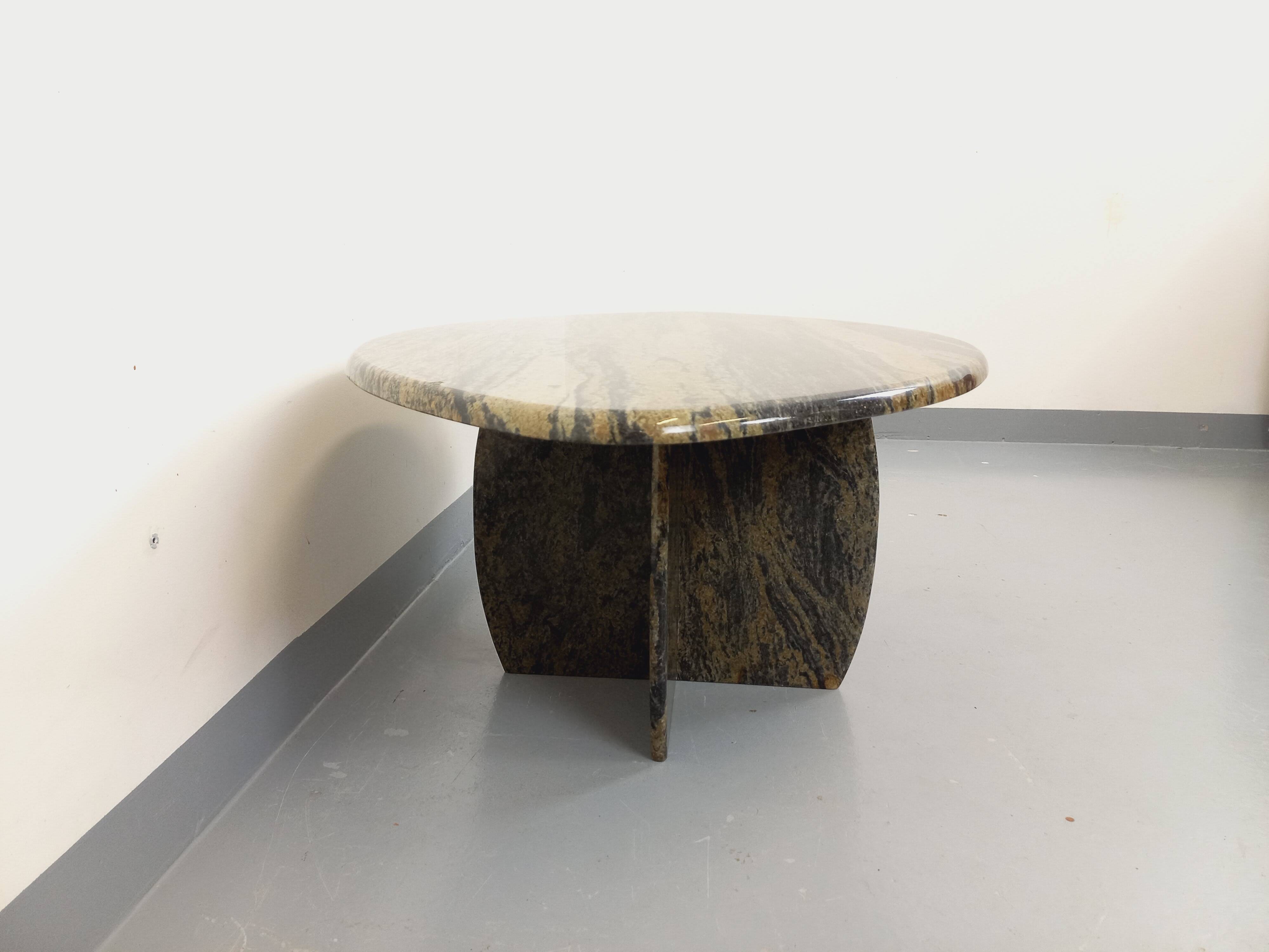 Vintage 70s Oval Marble Coffee Table
