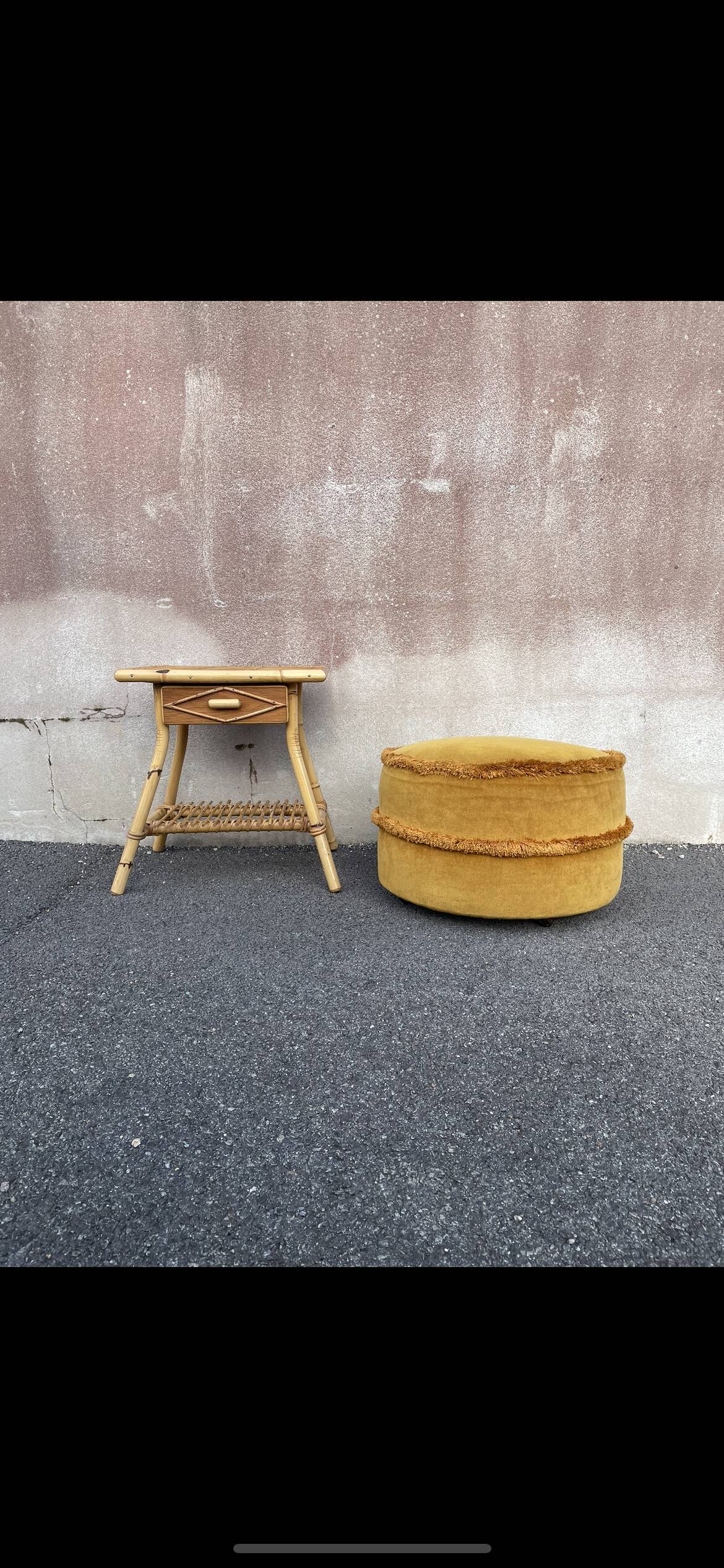 Rattan bedside and bamboo