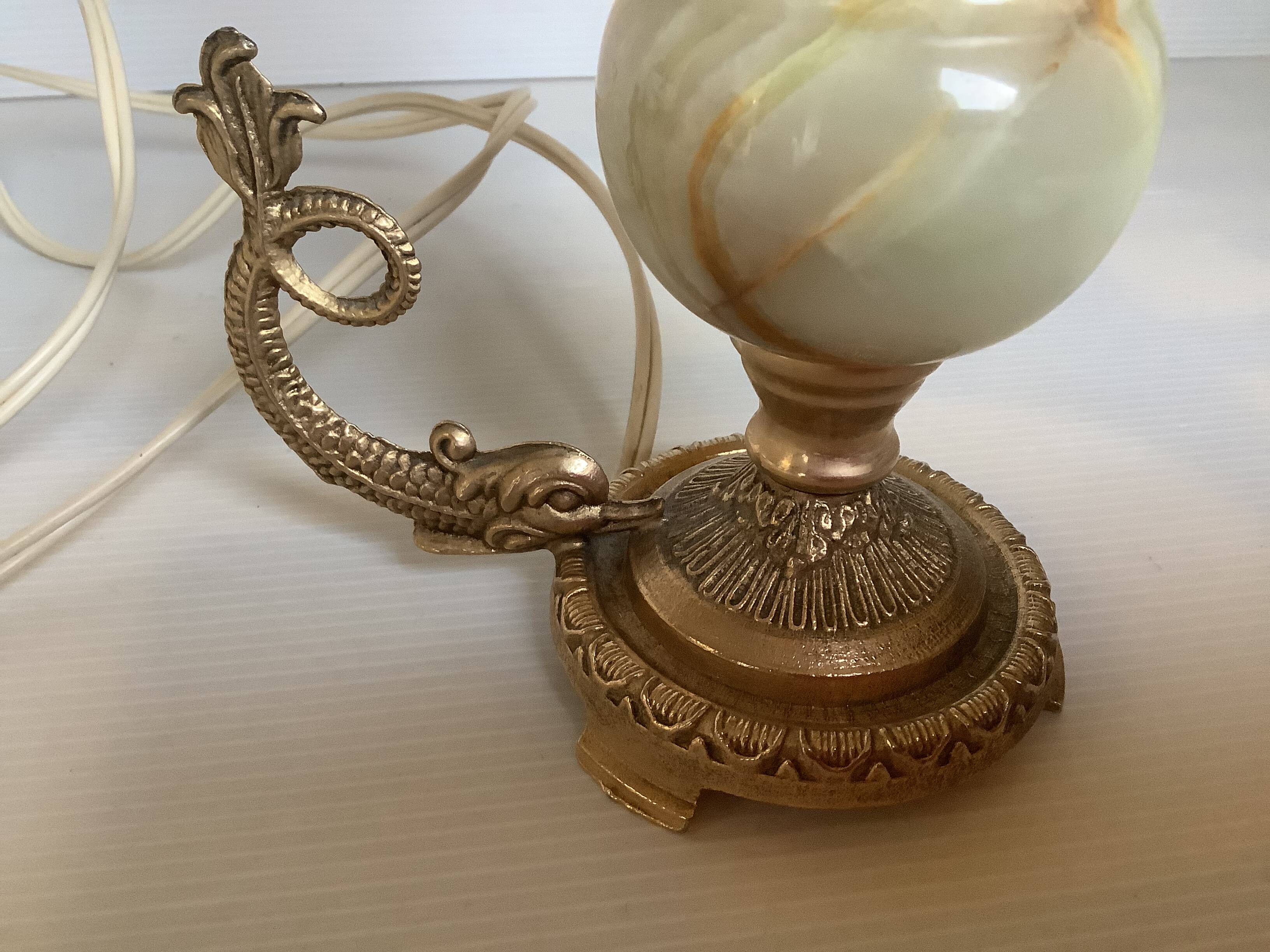Onyx brass fish lamp Italy