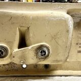 Cream beige double basin sink with drainer