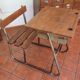 Bureau d'écolier en chêne et métal style industriel