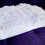 Knitted white cotton bedspread