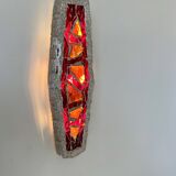 XL "stained glass" wall sconce, glass and cement, Sweden 1950