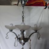 Old vintage chrome chandelier.