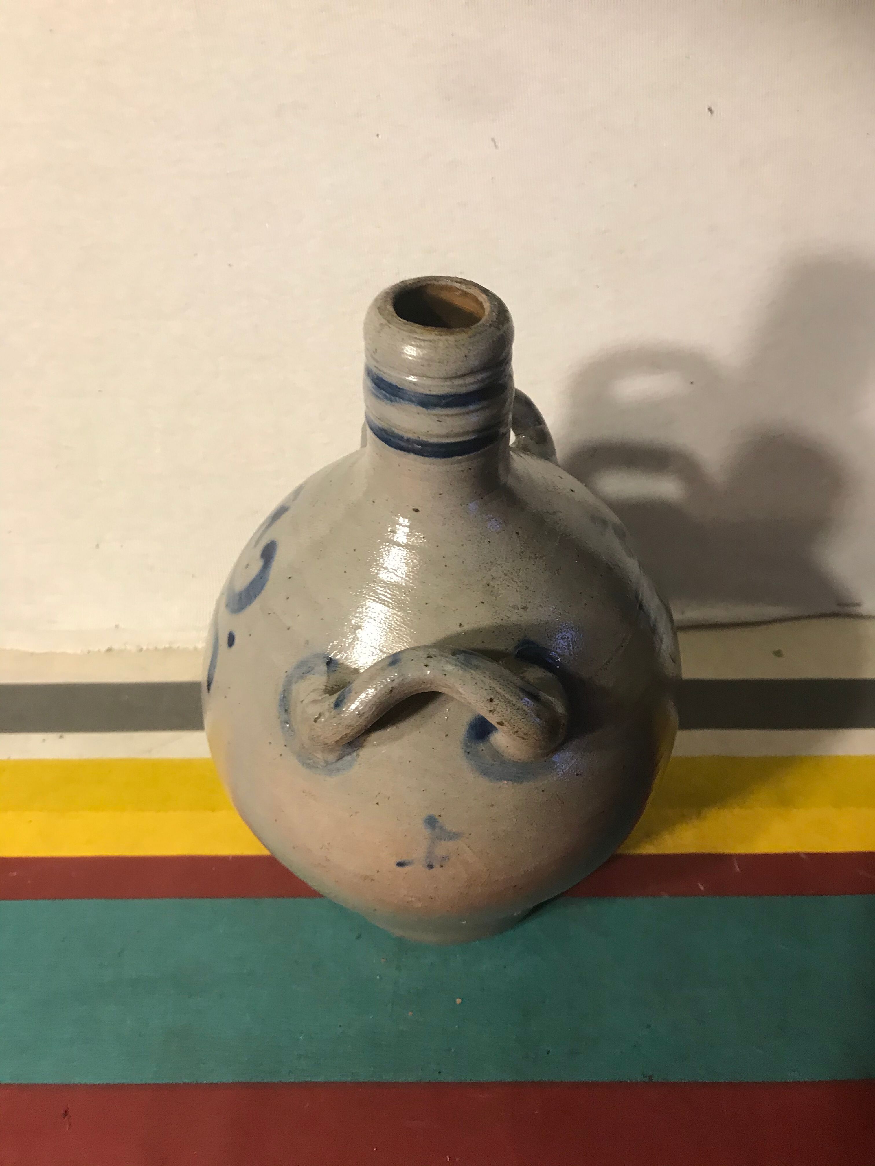 Lot 5 old blue sandstone 3 pots - carafe - vintage decoration tonneau