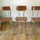 Trio of chairs in icy brown formica 70s