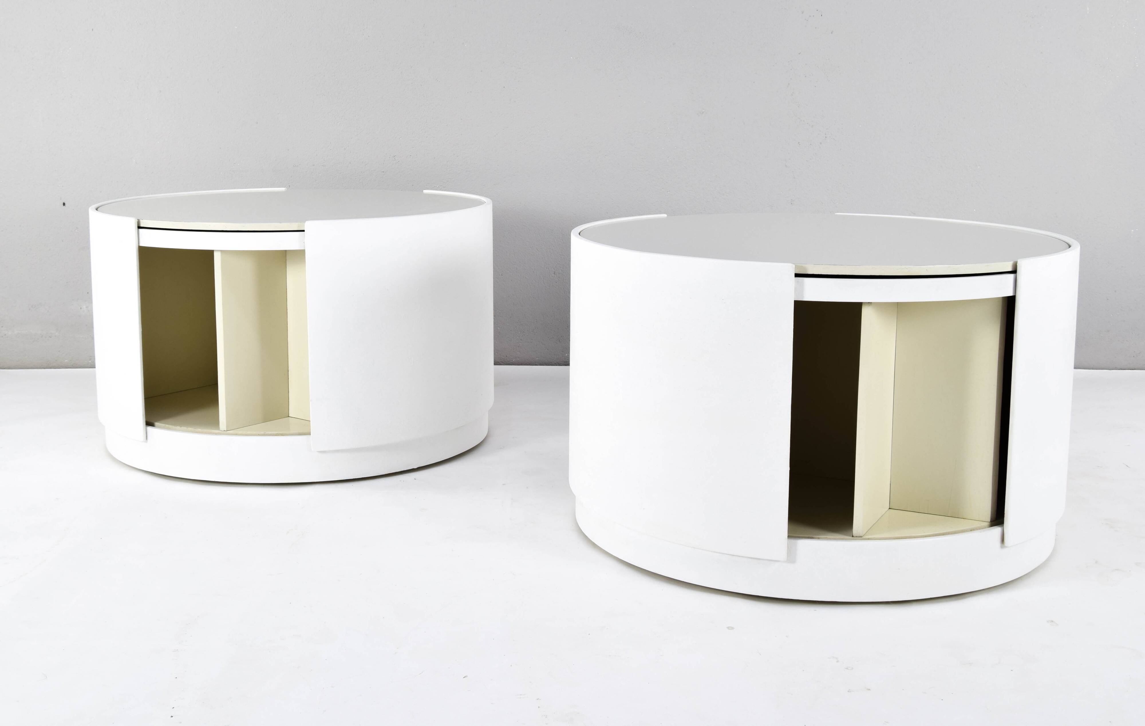 Set of Two Eugenio Gerli Tavolino container girevole T128 Revolver Italy 1969