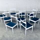 Belgian White Dining Chair, 1970s, Set of 9