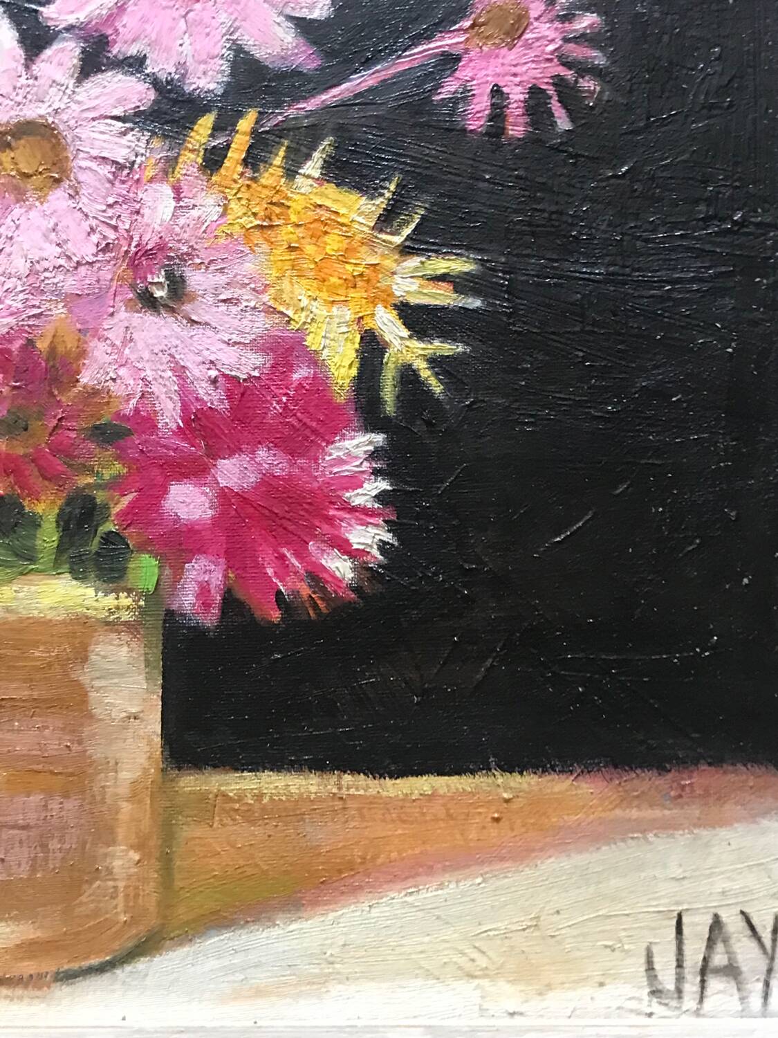Vintage flower painting, original frame