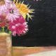 Vintage flower painting, original frame