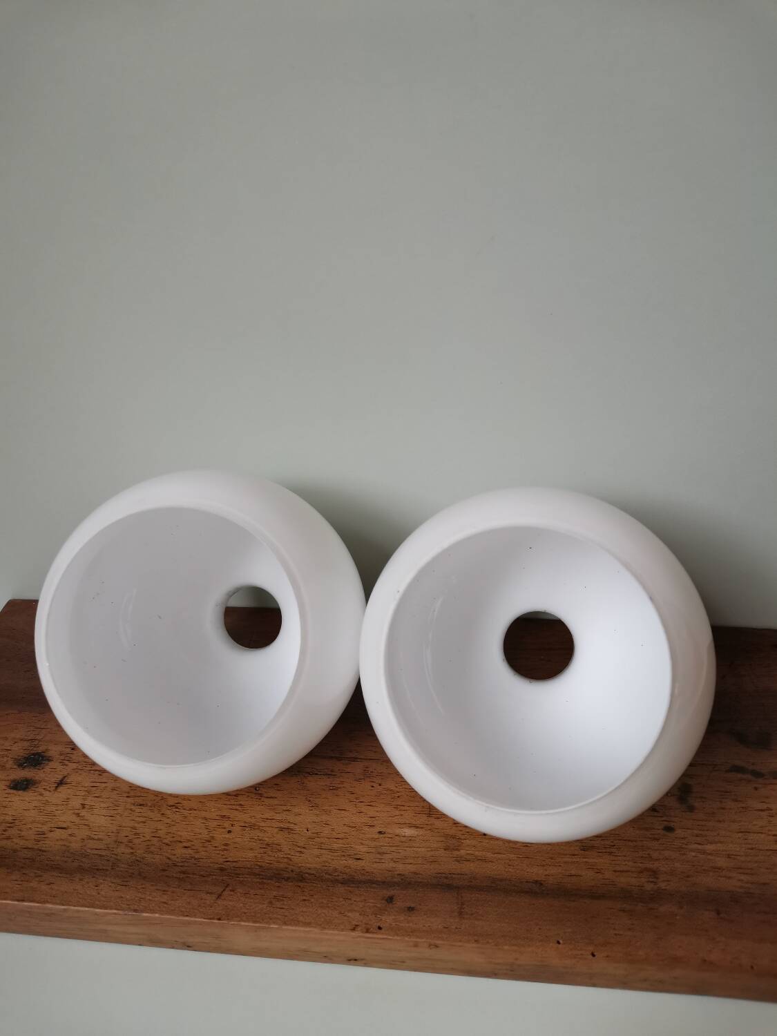 Set of 2 vintage white opaline lamp globe ball pendant lamp
