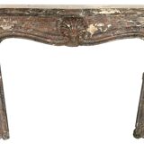 Louis XV style fireplace in red breche marble 19th century