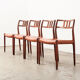 Set de 4 chaises N.O. Moller  modèle 79 en palissandre et cuir pour J.L. Mollers Danemark 1966