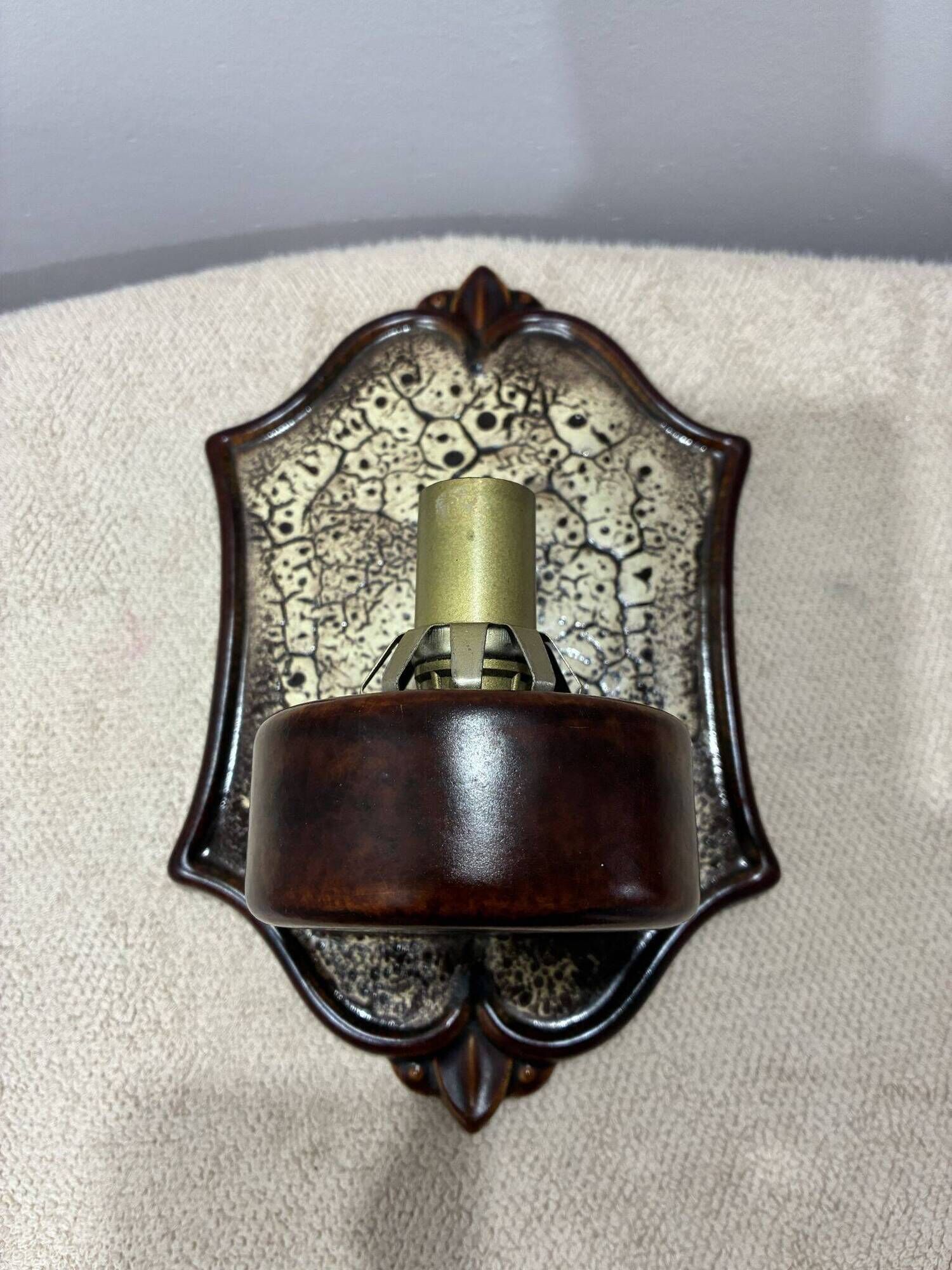 PAN Keramik ceramic wall or ceiling lamp, brown lava glaze, 1970s