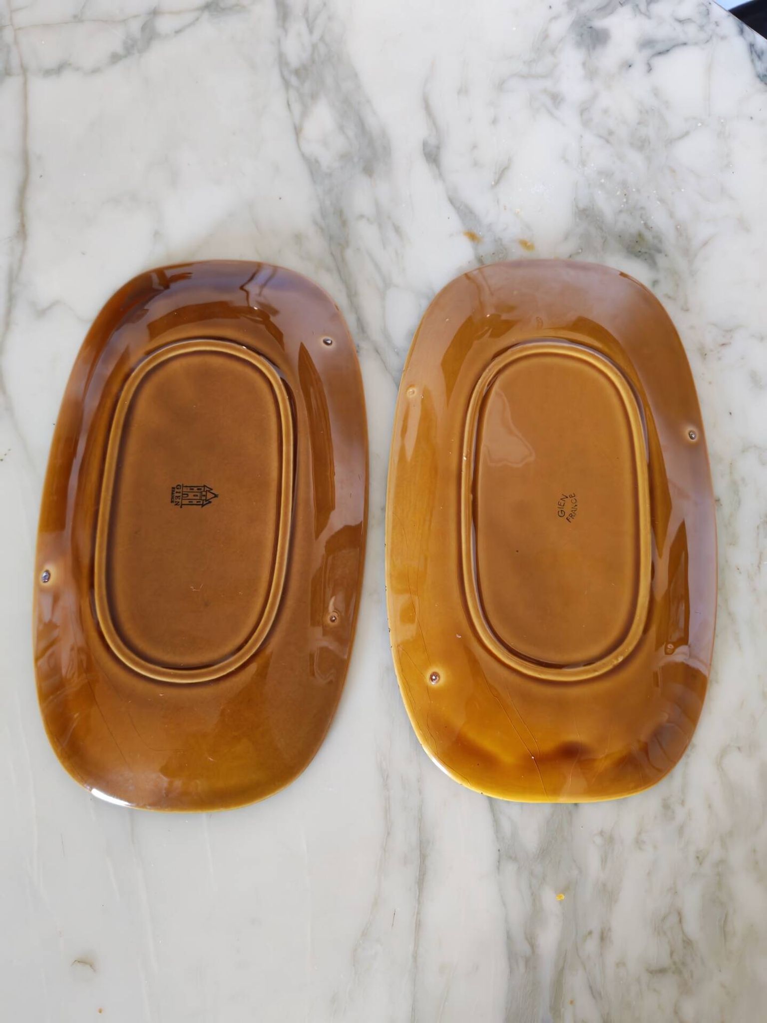 Duo of oval Gien earthenware dishes