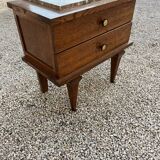 Vintage marble and oak bedside table 1950