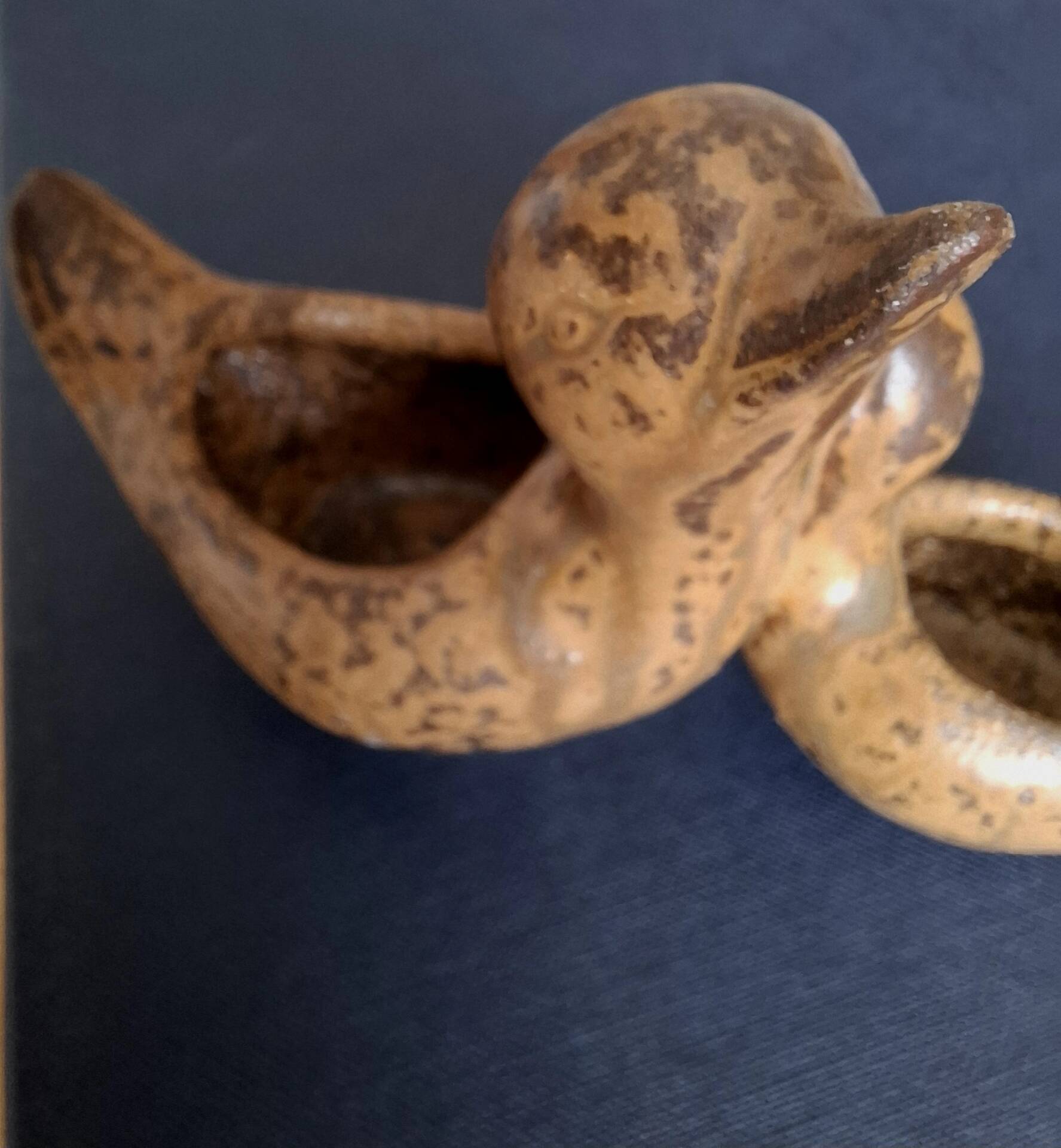 Brown ceramic saleron André Bodin duck and duckling (20th century)