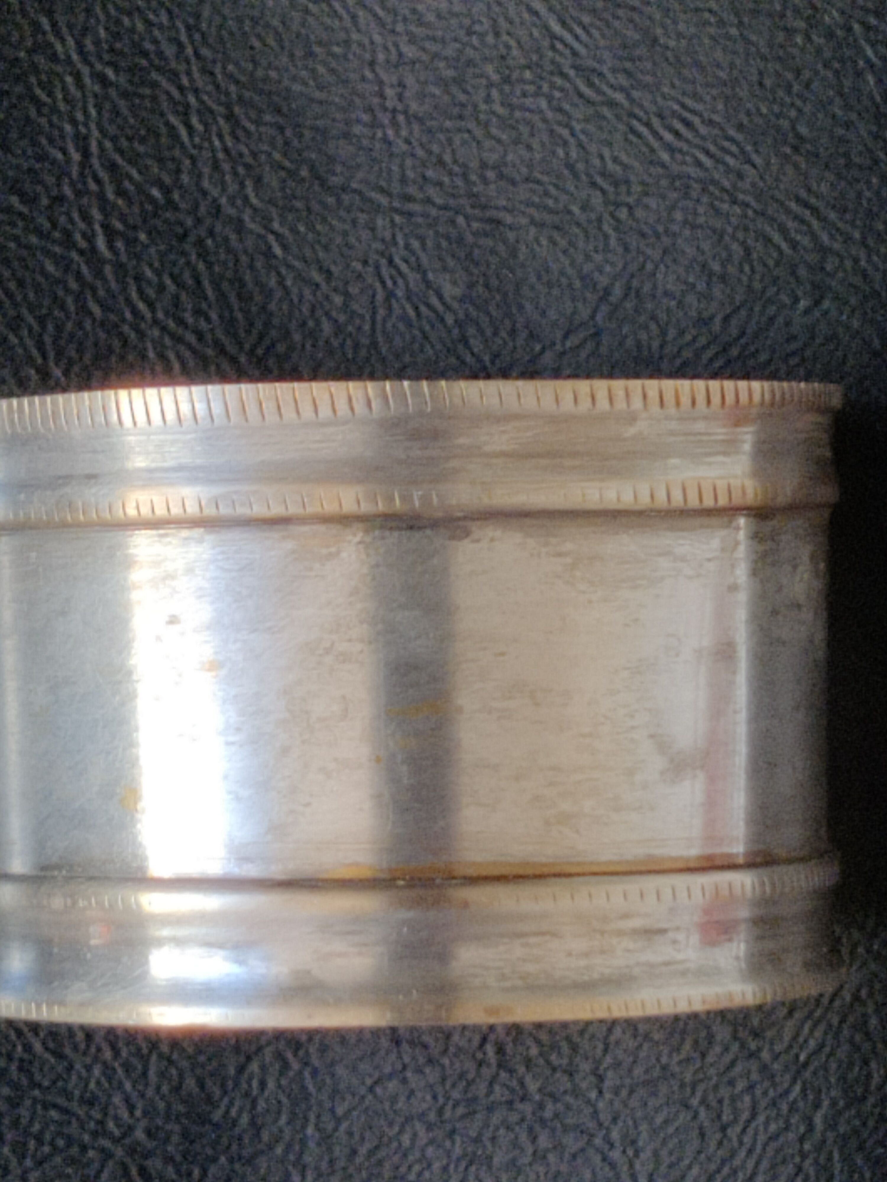 Towel ring in old silver metal