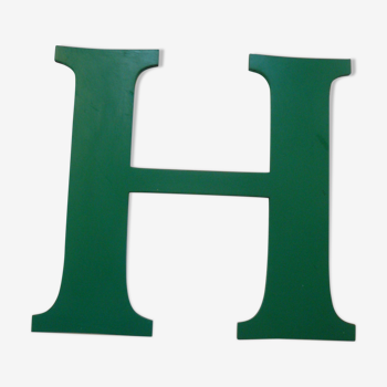 Lettre d'enseigne  H  de couleur verte
