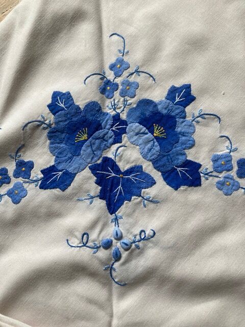 Embroidered tablecloth and towels