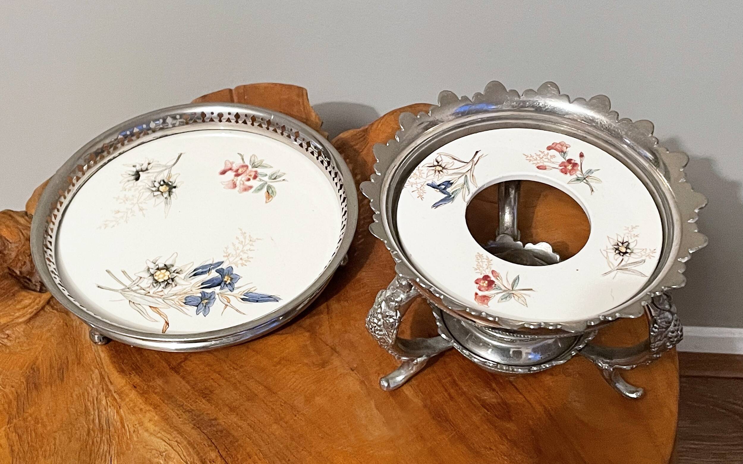 Silver-Plated J.N. Daalderop & Zn. Kettle, Burner and Stand, Chafing Dish, Teapot Warmer, Antique