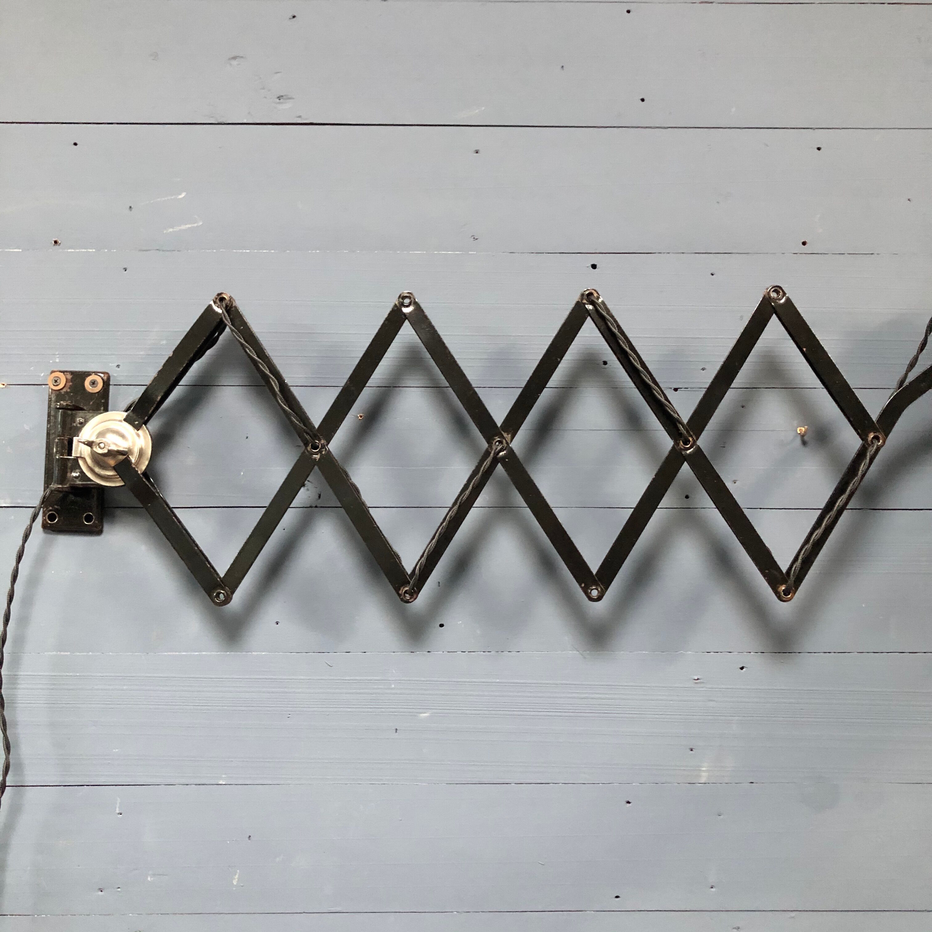 XL black scissor lamp from PeHaWe Leuchten Dresden, German 1940s