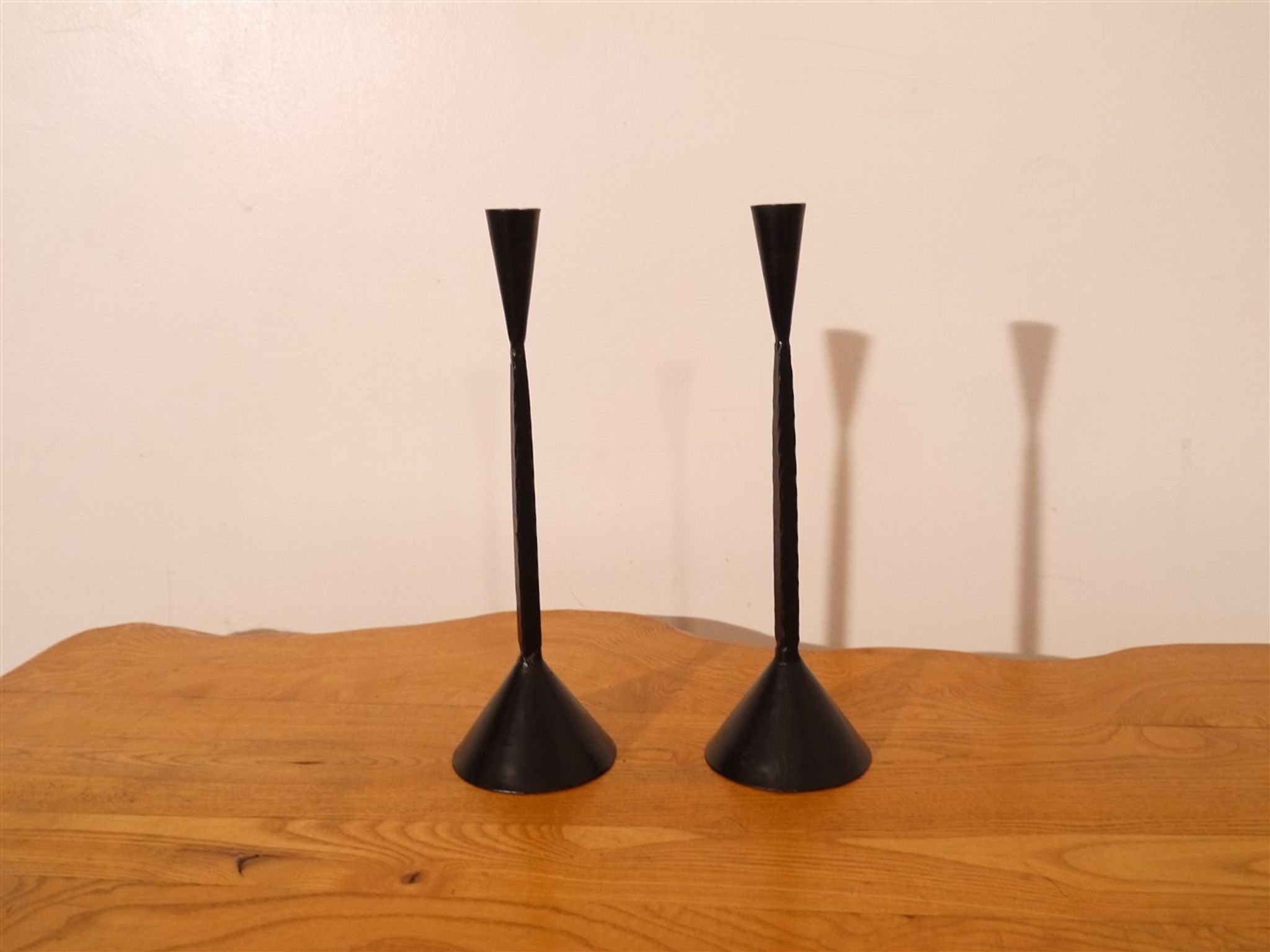 Pair of brutalist cast iron candlesticks 1950