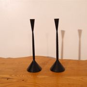 Pair of brutalist cast iron candlesticks 1950