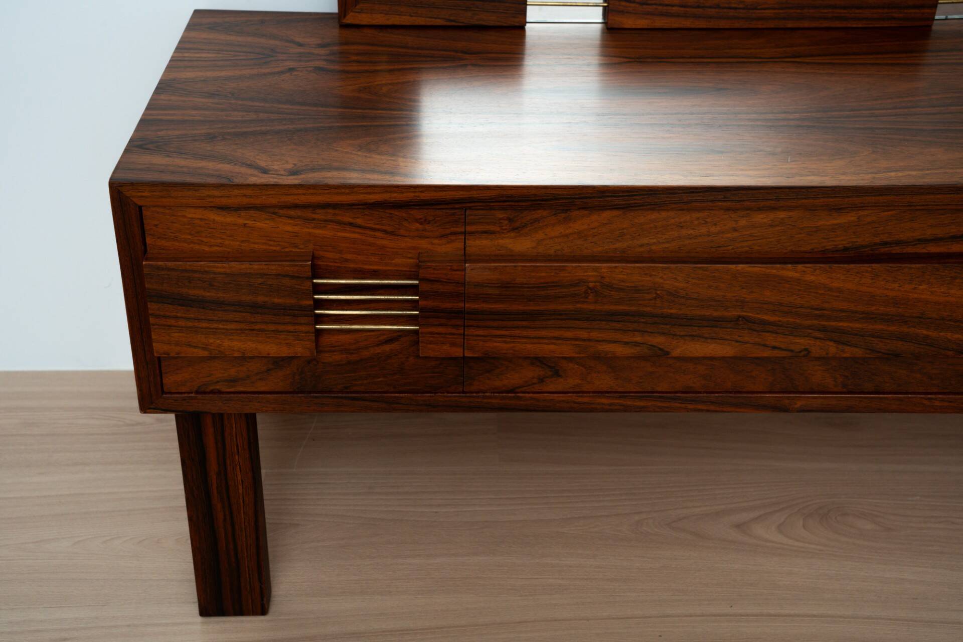 Miroir suédois du milieu du siècle avec console de coiffeuse – Ateljé Glas & Trä