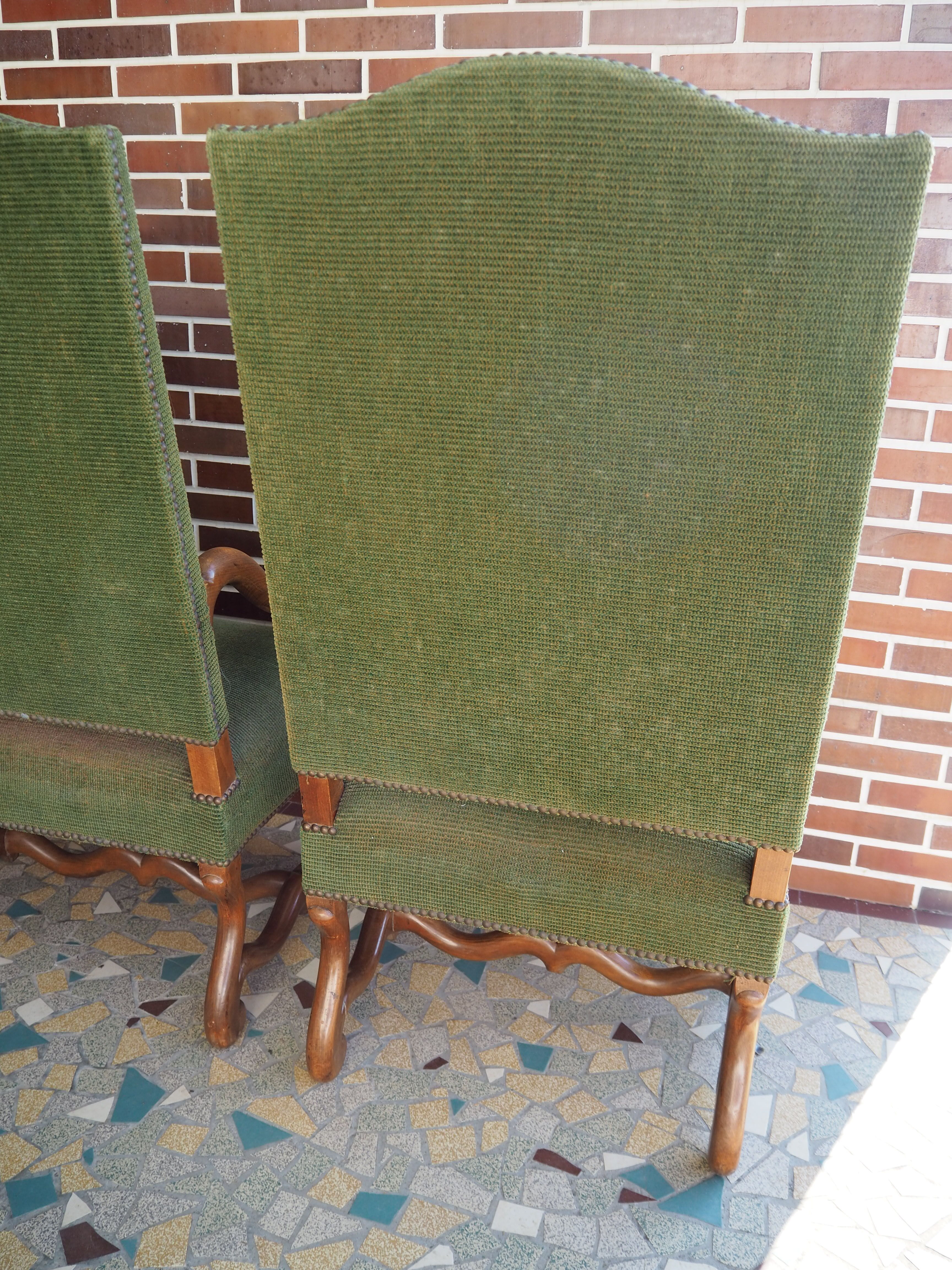 A pair of Louis XIII-style sheep bones armchairs