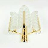 Large Scandinavian Glass & Brass Leaf Wall Light by Carl Fagerlund for Orrefors, 1960s