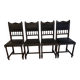 4 Henri IV wood and leather chairs