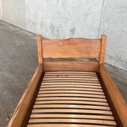 Solid oak children's bed, France, vintage 1960s