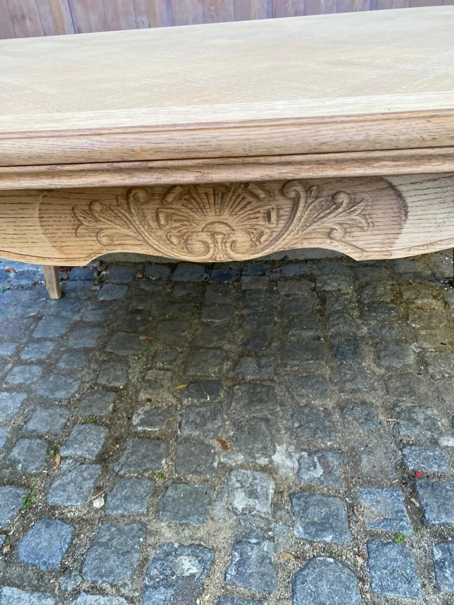 Louis XV dining table stripped in solid oak Versailles parquet 245cm