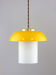Mid-century yellow glass & brass mushroom pendant lamp