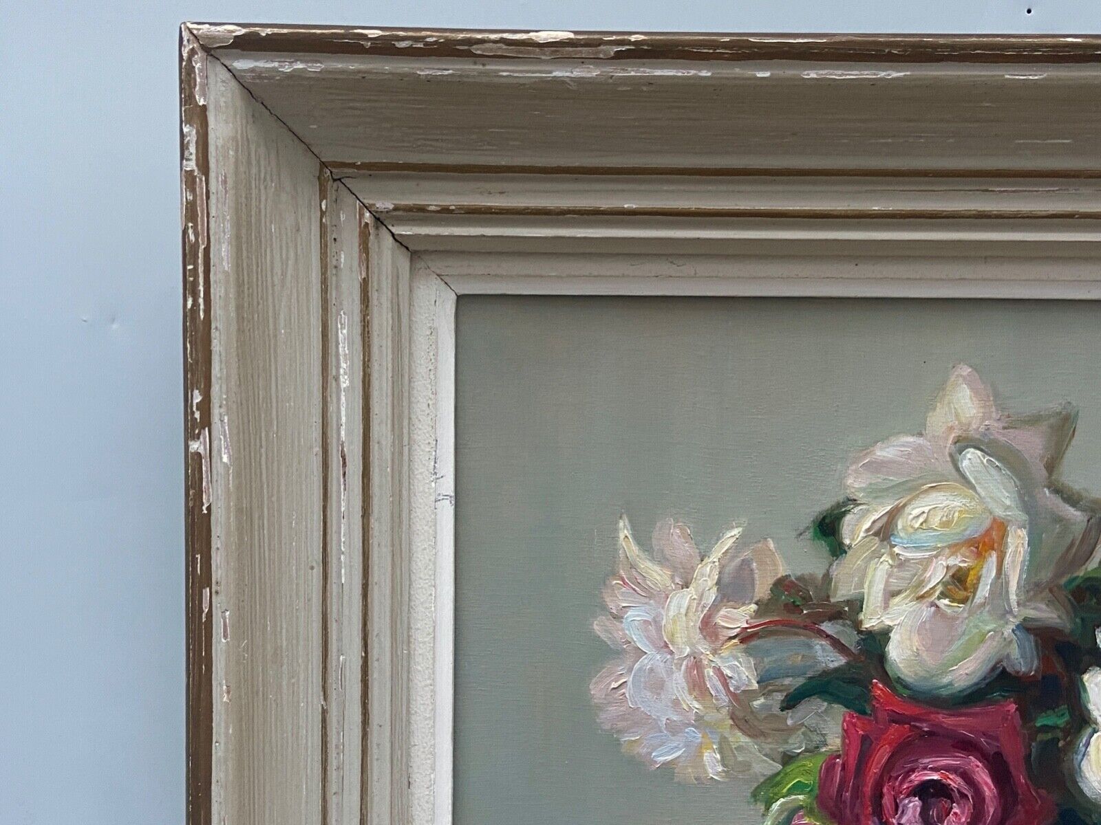 Oil on panel by jeanne prin still life with flowers mid xxe