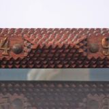 Miroir Tramp Art encadré avec éléments en laiton 94 96 Prusse