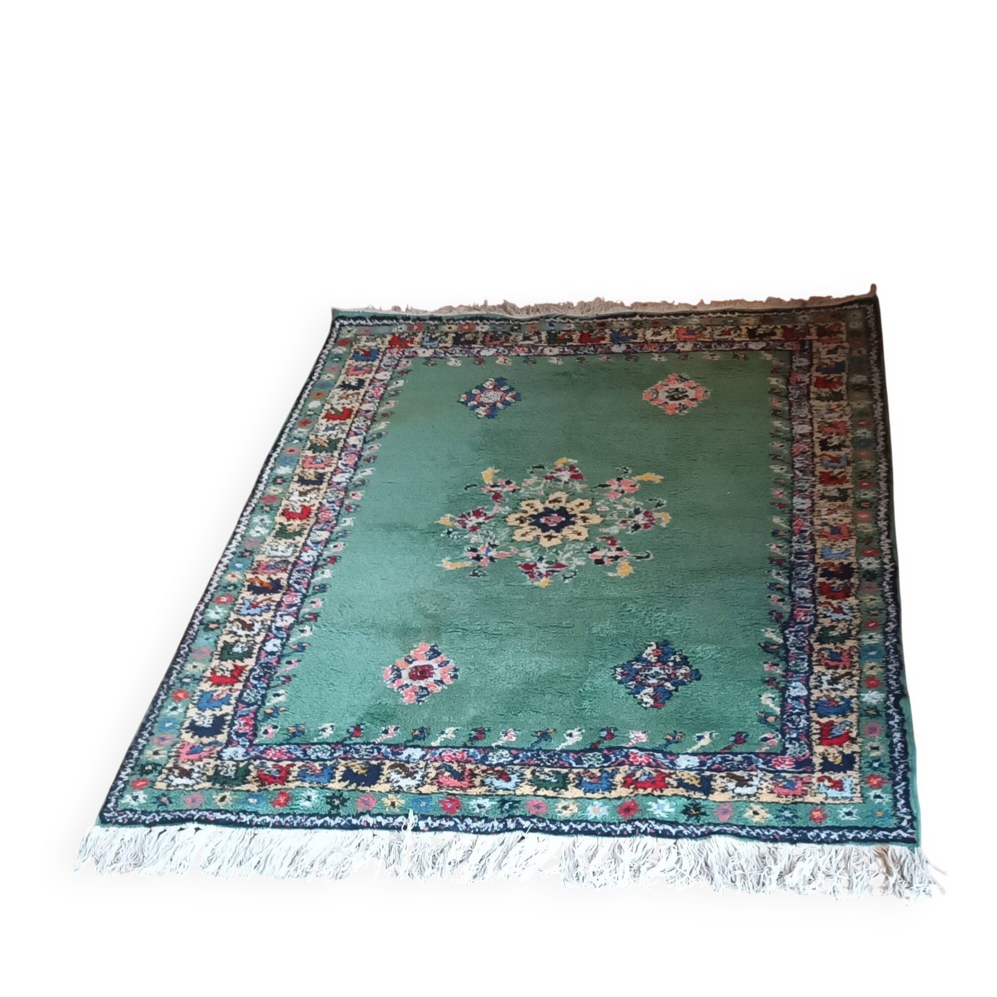 Oriental rug from Rabat, Morocco, vintage from the 1970s. Handcrafted.