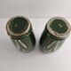 Pair of vintage empire green ceramic vases – Iris decoration & gilding