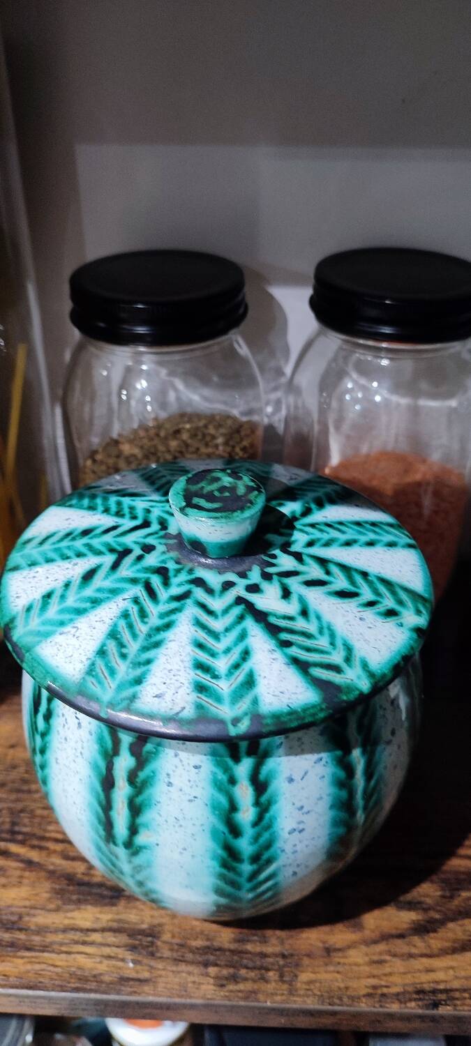 Vallauris ceramic covered pot signed Charles Voltz