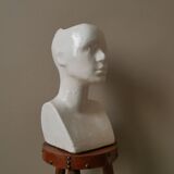 Vintage design vase 70s enamelled ceramic bust sculpture head face