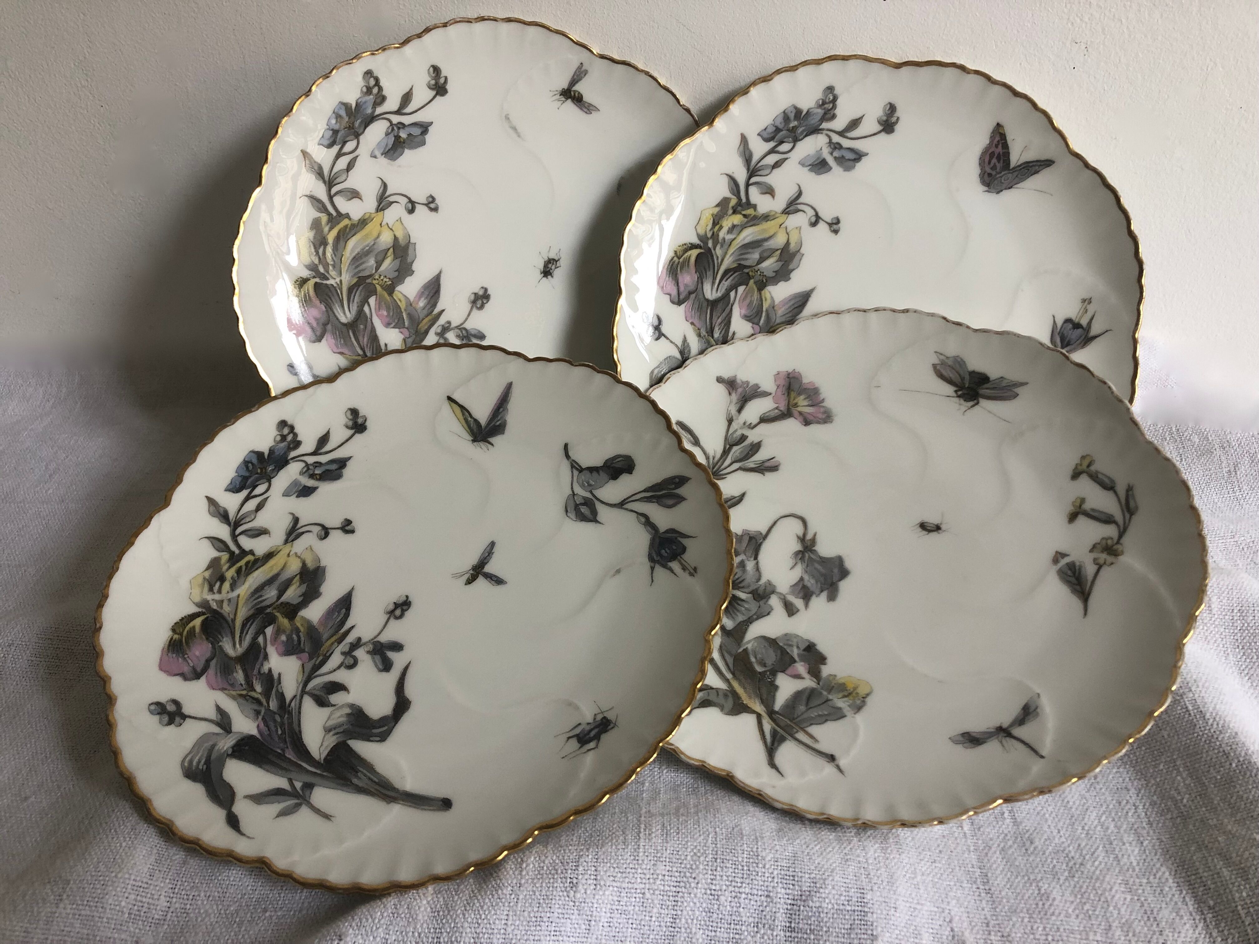 4 flat plates - Limoges porcelain, nature